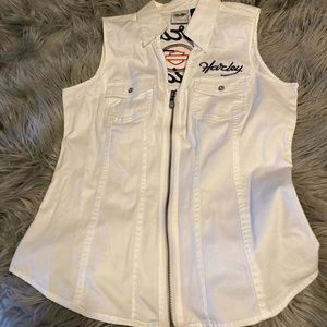 Harley Davidson zipper front woven shirt